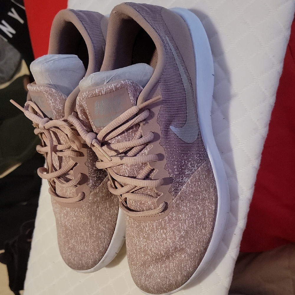 Nike Women's Taupe and White Sneakers